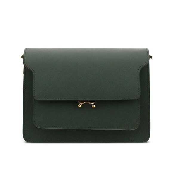 Marni Trunk Medium Leather sShoulder Bag Forest Green - Picture 1 of 16